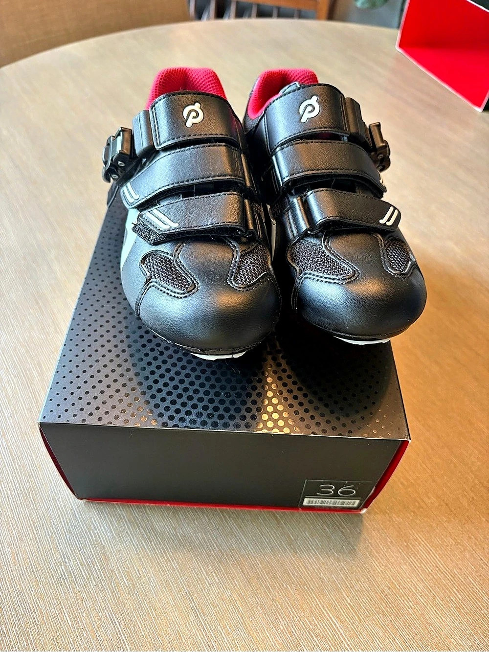 Peloton Original Cycling Shoes Black & Red Womens US 5